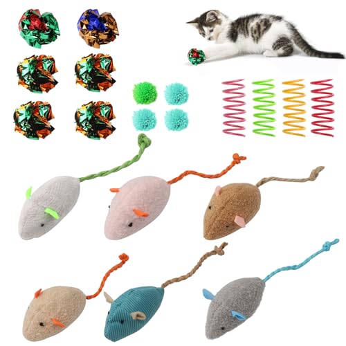 APOMOONS 14-teiliges Katzenspielzeug & 6 Spielzeugmaus, Katzenspielzeug Selbstbeschäftigung Katzenangel Interaktives Cat Toys, Katzenminze Spielzeug Cat Toys Spirale für Kitten von APOMOONS