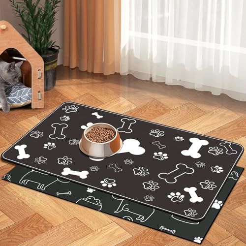 APOMOONS 2 Stück Napfunterlage Hundenapf Unterlage, rutschfest Futtermatte Hund Katze, Futternapf Unterlage Saugfähig Schnelltrocknend für Haustiere Hunde Katzen (29×49cm) von APOMOONS