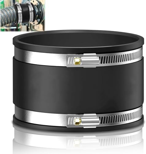 APOMOONS Flexible Gummikupplung Gummi Rohrverbinder 100 mm Flexible GummiMuffe mit 2 Schlauchschellen Edelstahl für PVC und Rohrventilator,Kohlefilter, Stahlrohr Elastomer Flexfittings von APOMOONS