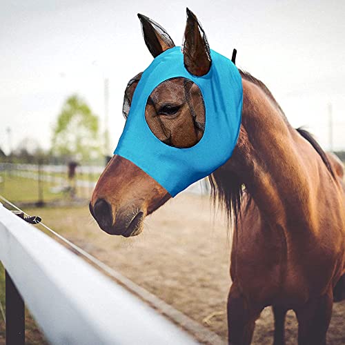 APOMOONS Fliegenmaske Pferd UV Schutz, Super-fit Pferdefliegenmaske, Hervorragender Komfort Elastizität Horse Fly Mask (Blau) von APOMOONS
