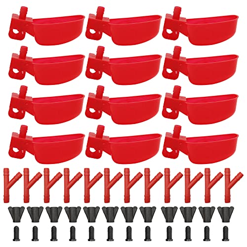 12 Stück Wachtelwasserschalenbecher Taubenbewässerung Automatisch Vogelwasserbecher Geflügel Vogelbewässerung System (Rot) von APlayfulBee