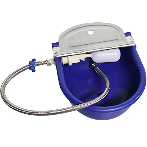 APlayfulBee Automatischer Wassernapf aus Kunststoff für Vieh, Edelstahl, mit Schwimmerventil, Ablaufstopfen und 1,27 cm Rohr (Marineblau) von APlayfulBee
