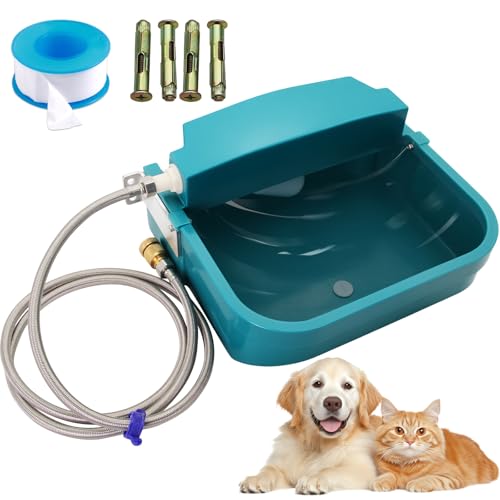 Automatischer Wasserspender für große Hunde, 8 l, Tier-Trinkwassernapf mit Schwimmerventil und Ablaufloch, für Nutztiere, Wasserspender für Huhn, Pferd, Kalb, Hund, Ziege (grün, mit 200 cm Rohr) von APlayfulBee
