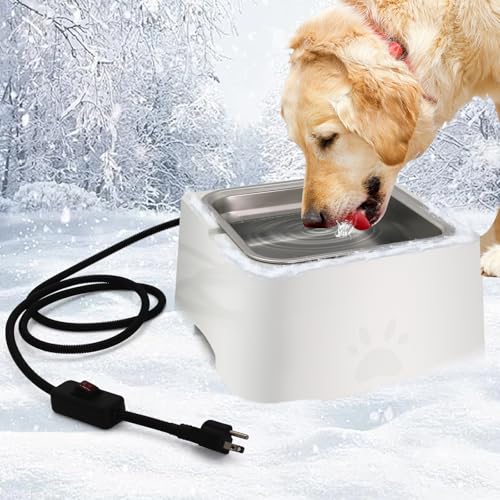 Beheizter Wassernapf für Hund und Katze, 3,2 l, für den Außenbereich, beheizter Wassernapf mit abnehmbaren Edelstahlnäpfen, für Hunde, Katzen, Hühner, Kaninchen, Vögel, bietet nicht gefrierendes Beheizter Wassernapf für Hund und Katze, 3,2 l, für den Außenbereich, beheizter Wassernapf mit abnehmbaren Edelstahlnäpfen, für Hunde, Katzen, Hühner, Kaninchen, Vögel, bietet nicht gefrierendes von APlayfulBee