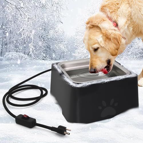 Beheizter Wassernapf für Hund und Katze, 3,5 l, für den Außenbereich, beheizter Wassernapf mit abnehmbaren Edelstahlnäpfen, für Hunde, Katzen, Hühner, Kaninchen, Vögel, bietet nicht gefrierendes Beheizter Wassernapf für Hund und Katze, 3,5 l, für den Außenbereich, beheizter Wassernapf mit abnehmbaren Edelstahlnäpfen, für Hunde, Katzen, Hühner, Kaninchen, Vögel, bietet nicht gefrierendes von APlayfulBee