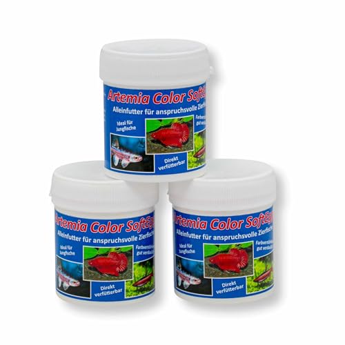 AQ4Aquaristik Artemia Color SoftEggs, Aufzuchtfutter für Jungfische, Alleinfutter für Zierfische, Color Booster, Farbfutter, 3x40g von AQ4Aquaristik