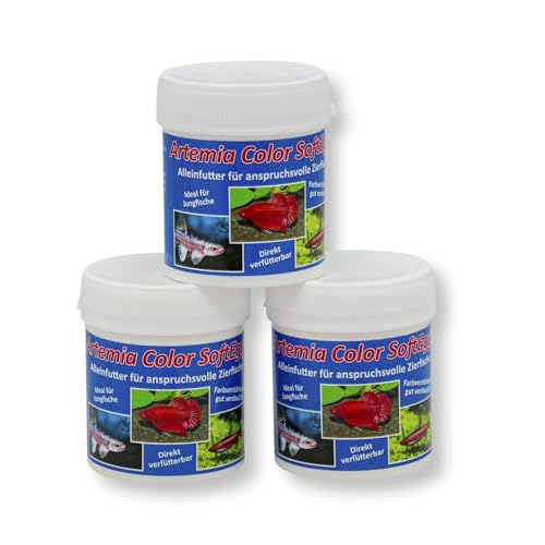 AQ4Aquaristik Artemia Color SoftEggs, Aufzuchtfutter für Jungfische, Alleinfutter für Zierfische, Color Booster, Farbfutter, 3x40g von AQ4Aquaristik