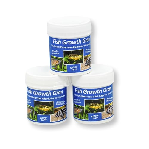 AQ4Aquaristik Fish Growth Gran, Alleinfutter für Zierfische, Wachstumsfutter, Futtergranulat, Hauptfutter, 3x40g von AQ4Aquaristik