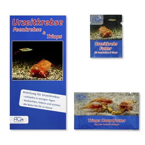 AQ4Aquaristik Futterpaket für Triops - 1 x Aufzuchtfutter für Urzeitkrebse und 1 x Hauptfutter für Triops - Optimales Futter mit pflanzlichen und tierischen Bestandteilen von AQ4Aquaristik