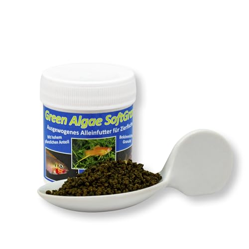 AQ4Aquaristik Green Algae SoftGran, Alleinfutter für Zierfische, pflanzliches Soft Granulat mit Algen, Fischfutter, Hauptfutter, 3x40g von AQ4Aquaristik
