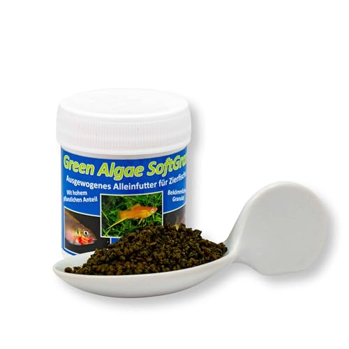 AQ4Aquaristik Green Algae SoftGran, Alleinfutter für Zierfische, pflanzliches Soft Granulat mit Algen, Fischfutter, Hauptfutter, 40g von AQ4Aquaristik