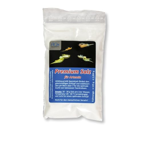 AQ4Aquaristik Premium Salz für Artemia, Salinenkrebse, Salzwasser Feenkrebse, schnell löslich, mit Mineralstoffen, 125g von AQ4Aquaristik