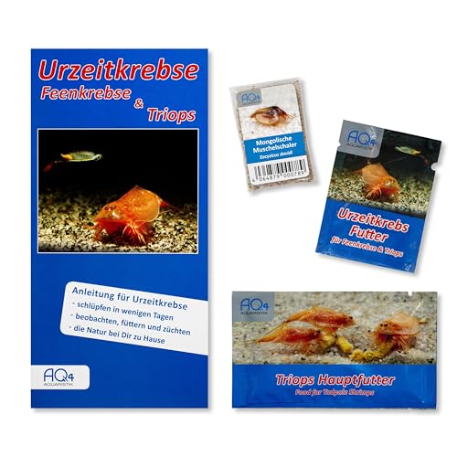 AQ4Aquaristik Starter Set Mongolische Muschelschaler Eocyzicus davidi - Urzeitkrebse Eier - mit Futter und Anleitung - TOP RARITÄT - Werden bis 22 mm groß von AQ4Aquaristik