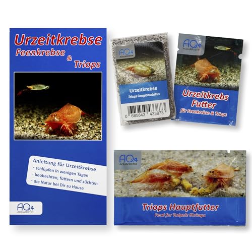 AQ4Aquaristik Triops longicaudatus Starter Set- Triops Eier - mit Aufzuchtfutter, Hauptfutter und Anleitung von AQ4Aquaristik