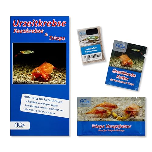 AQ4Aquaristik Triops mauritanicus (grün) - Starter Set Urzeitkrebse Eier - mit Aufzuchtfutter, Hauptfutter und Anleitung von AQ4Aquaristik