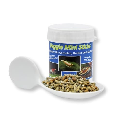 AQ4Aquaristik Veggie Mini Sticks- Alleinfutter für Garnelen, Zwerggarnelen, Krebse und Krabben, 45g von AQ4Aquaristik