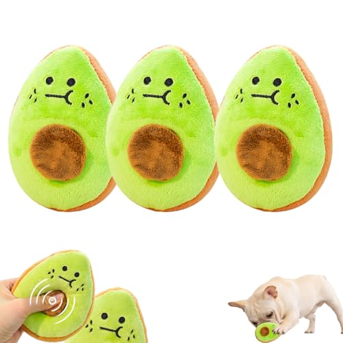 AQCQDQ 3 Stück Hundespielzeug, Avocado Kuscheltier Plüschtiere Für Große Hunde, Interaktives Hunde Kuscheltier Hundespielzeug Quietschendes Und Unzerstörbar Für Große Kleine Und Mittel (#B) von AQCQDQ