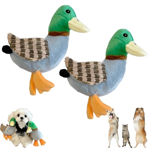 AQCQDQ Anti Stress Ente Für Hunde Unzerstörbares Hundespielzeug Kleine Große Hunde, Quietschendes Tauziehen Plüschhundespielzeug Zum Verstecken Von Futter, Gefüllte Hundekauspielzeug (2 Stück) von AQCQDQ