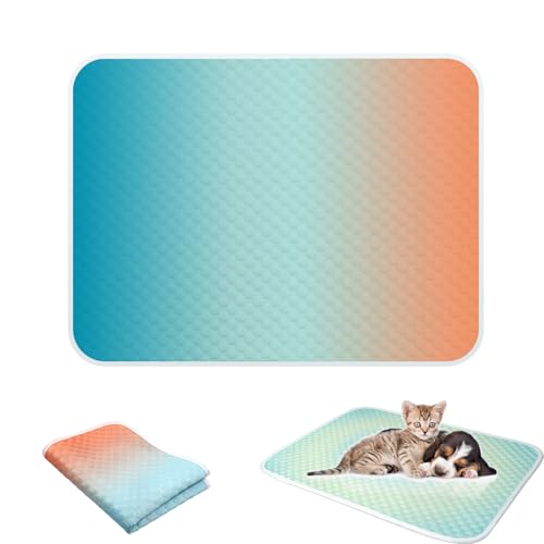 AQCQDQ Haustier Kühlmatte, Kühlendes Hundebett, Waschbares Hundematte Sommer Kühlkissen Weich Und Atmungsaktiv Kühlmatte Faltbar Für Zuhause Unterwegs Oder Im Auto (Farbig,100x70 cm) von AQCQDQ
