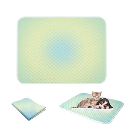 AQCQDQ Haustier Kühlmatte, Kühlendes Hundebett, Waschbares Hundematte Sommer Kühlkissen Weich Und Atmungsaktiv Kühlmatte Faltbar Für Zuhause Unterwegs Oder Im Auto (Grün,100x70 cm) von AQCQDQ