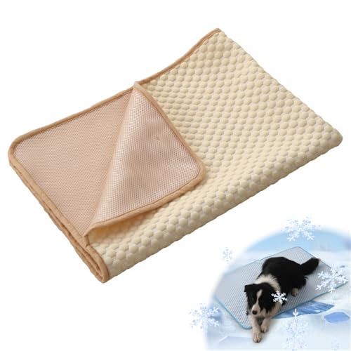 AQCQDQ Haustier Kühlmatte, Selbstkühlend Haustiermatte Aus Eisseide Für Hunde Und Katzen, Waschbares Kühlkissen Sommer Cooling Mat Dog, Kühlendes Sofabett Für Sofa, Fußboden, Auto (Gelb,XXL) von AQCQDQ