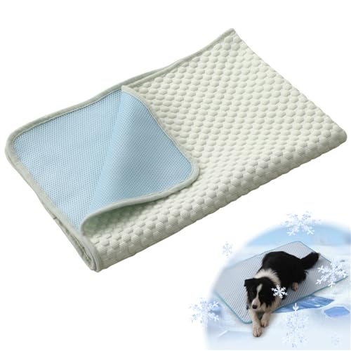 AQCQDQ Haustier Kühlmatte, Selbstkühlend Haustiermatte Aus Eisseide Für Hunde Und Katzen, Waschbares Kühlkissen Sommer Cooling Mat Dog, Kühlendes Sofabett Für Sofa, Fußboden, Auto (Grün,XL) von AQCQDQ