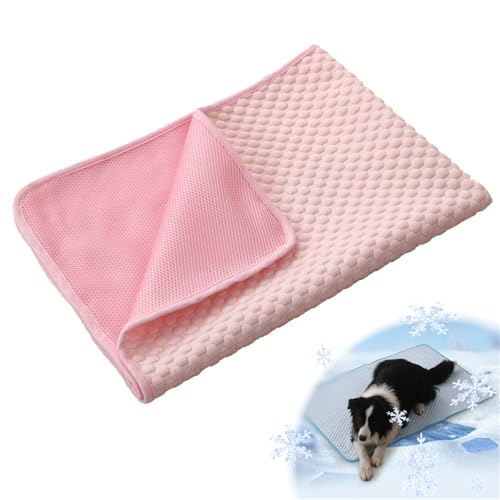 AQCQDQ Haustier Kühlmatte, Selbstkühlend Haustiermatte Aus Eisseide Für Hunde Und Katzen, Waschbares Kühlkissen Sommer Cooling Mat Dog, Kühlendes Sofabett Für Sofa, Fußboden, Auto (Rosa,XL) von AQCQDQ