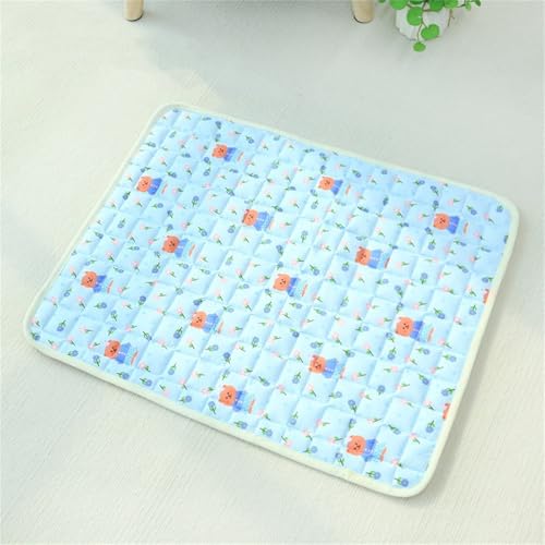 AQCQDQ Haustier Kühlmatte Für Hunde Katzen, Waschbare Selbstkühlend Haustiermatte Aus Eisseide, Kühlkissen Sommer Cooling Mat Dog, Elastische Kühldecke Hund Ohne Gel (Blau,62x48 cm) von AQCQDQ