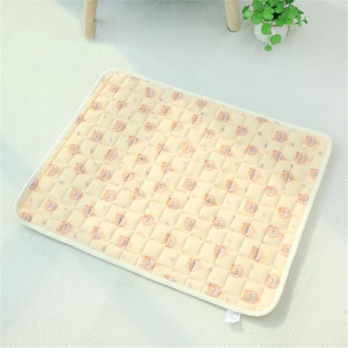 AQCQDQ Haustier Kühlmatte Für Hunde Katzen, Waschbare Selbstkühlend Haustiermatte Aus Eisseide, Kühlkissen Sommer Cooling Mat Dog, Elastische Kühldecke Hund Ohne Gel (Gelb,48x40 cm) von AQCQDQ
