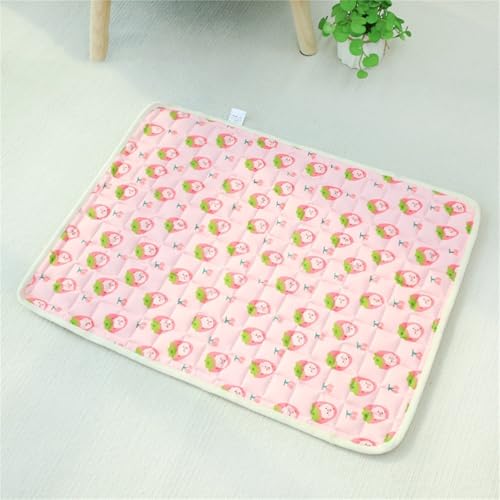 AQCQDQ Haustier Kühlmatte Für Hunde Katzen, Waschbare Selbstkühlend Haustiermatte Aus Eisseide, Kühlkissen Sommer Cooling Mat Dog, Elastische Kühldecke Hund Ohne Gel (Rosa,48x40 cm) von AQCQDQ