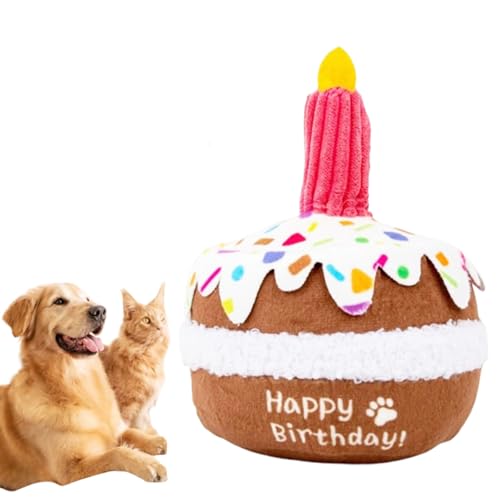 AQCQDQ Hund Geburtstag Spielzeug Hund,Hundespielzeug,Gefüllte Hundekauspielzeug,Plüschtier Hund Plüsch Spielzeug Kuchen Spielzeug Haustier Für Haustier Geschenk (12.7 cm,Rosa) von AQCQDQ