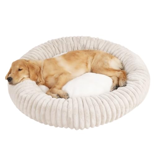 AQCQDQ Hundebett Rund,Donut Hundekissen,Waschbare Hundekorb,Hundebett Katzenbett Hundekissen Hundebetten in Mehreren Größen Für Mittelgroße Hunde (50 cm,Beige) von AQCQDQ
