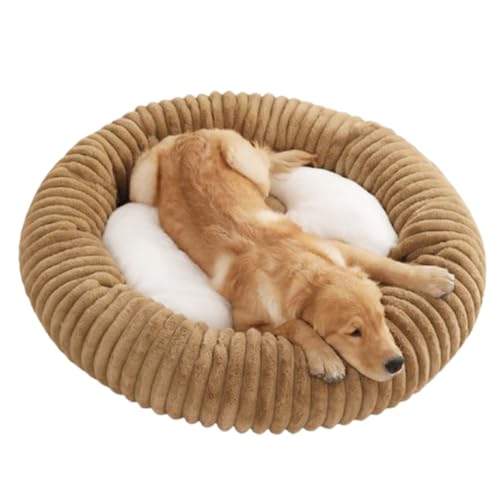 AQCQDQ Hundebett Rund,Donut Hundekissen,Waschbare Hundekorb,Hundebett Katzenbett Hundekissen Hundebetten in Mehreren Größen Für Mittelgroße Hunde (50 cm,Khaki) von AQCQDQ