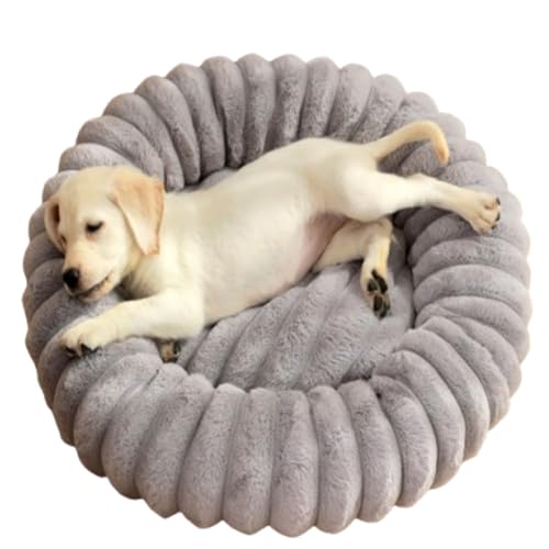 AQCQDQ Hundebett rund große mittelgroße kleine Hunde waschbar Hundebett Donut, Rund,Flauschig für Kleine, Mittelgroße und Große Hunde (50 cm,Grau) von AQCQDQ