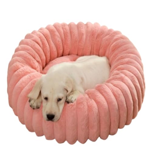 AQCQDQ Hundebett rund große mittelgroße kleine Hunde waschbar Hundebett Donut, Rund,Flauschig für Kleine, Mittelgroße und Große Hunde (60 cm,Rosa) von AQCQDQ