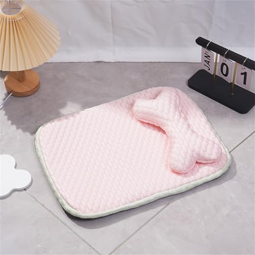 AQCQDQ Hundekühlmatte Selbstkühlend Kühlmatte Hund, Sommer Kühlkissen Für Katzen Hunde Größe, Waschbar Haustier Hundebett Aus Eisseide Für Zuhause Unterwegs Oder Im Auto (Rosa,XL) von AQCQDQ