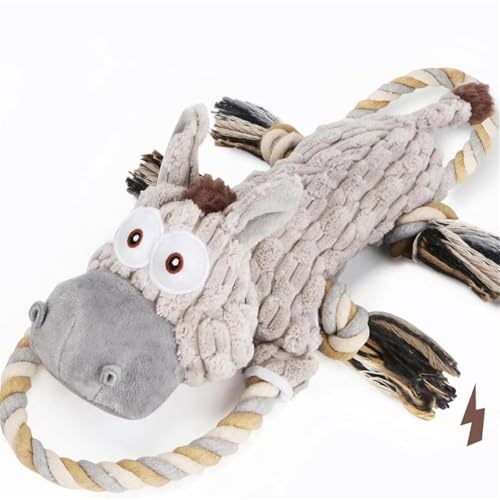 AQCQDQ Hundespielzeug Quietschend Unzerstörbar, Esel Kuscheltier Welpenspielzeug Kauspielzeug Hund Geflochten Tauziehen Beschäftigung Plüschtiere Für Hunde Robustes Hunde Spielzeug (1pc) von AQCQDQ