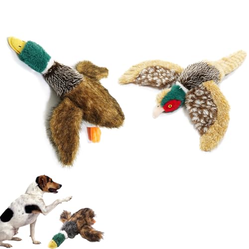 AQCQDQ Hundespielzeug Quietschend Unzerstörbar, Hund Kaut Auf Spielzeug-Ente, Welpenspielzeug Anti Stress Realistisch Ente Für Hunde, Robustes Beschäftigung Kauspielzeug Mittelgroße (#A+#B) von AQCQDQ