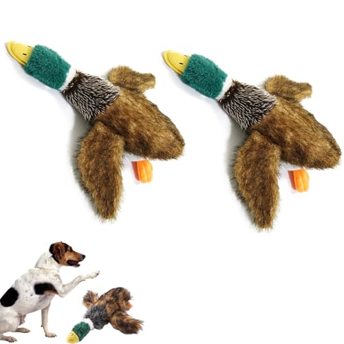 AQCQDQ Hundespielzeug Quietschend Unzerstörbar, Hund Kaut Auf Spielzeug-Ente, Welpenspielzeug Anti Stress Realistisch Ente Für Hunde, Robustes Beschäftigung Kauspielzeug Mittelgroße (#A*2) von AQCQDQ
