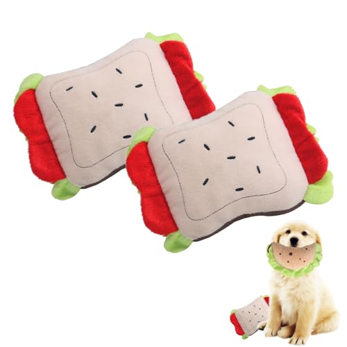 AQCQDQ Hundespielzeug Quietschend Unzerstörbar, Interaktives Quietschendes Hundekuscheltiere Kauspielzeug Welpe, Beschäftigung Welpenspielzeug Hund Geburtstag Geschenk (Brot*2) von AQCQDQ
