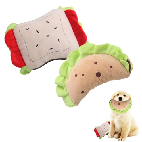 AQCQDQ Hundespielzeug Quietschend Unzerstörbar, Interaktives Quietschendes Hundekuscheltiere Kauspielzeug Welpe, Beschäftigung Welpenspielzeug Hund Geburtstag Geschenk (Knödel+Brot) von AQCQDQ