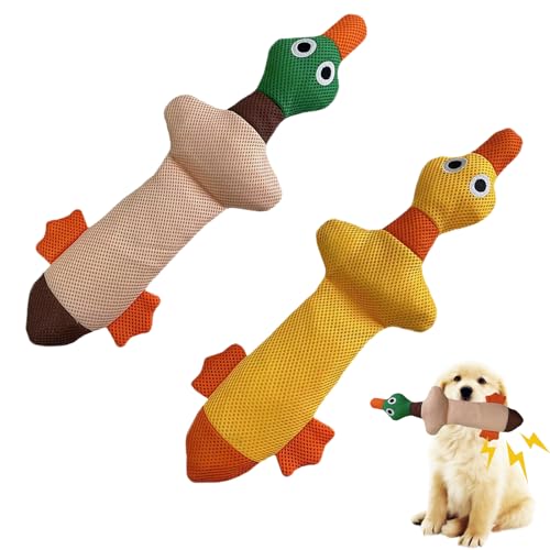 AQCQDQ Hundespielzeug Quietschend Unzerstörbar Plüsch, Welpenspielzeug Kauspielzeug Robustes Kuscheltier Hunde Spielzeug, Interaktives Plüschtier Beißfest Zahnpflege (Beige+Gelb) von AQCQDQ