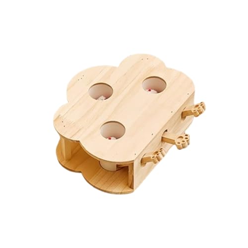 AQCQDQ Interaktives Katzenspielzeug Holz Spielzeug, Whack-a-Mole Katzenspielzeug, 5 Löcher Whack-a-Mole Cat Toy Mit 5 Ausgestopften Maulwürfen, Löcher perfekt für Indoor-Übung und Spaß (1,A) von AQCQDQ