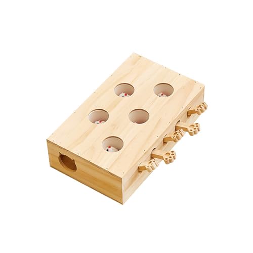 AQCQDQ Interaktives Katzenspielzeug Holz Spielzeug, Whack-a-Mole Katzenspielzeug, 5 Löcher Whack-a-Mole Cat Toy Mit 5 Ausgestopften Maulwürfen, Löcher perfekt für Indoor-Übung und Spaß (1,C) von AQCQDQ