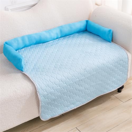 AQCQDQ Kühldecke Hund, Hundedecke Sofaschutz mit Rand, Kühlmatte für Hunde, Hundedecke rutschfest, für große und kleine Hunde sowie Katzen (Blau,75 * 75 cm) von AQCQDQ