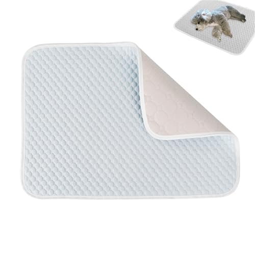 AQCQDQ Kühlmatte Für Hunde Katzen, Kühldecke Waschbares Sommer Kühlkissen, Selbstkühlend Haustiermatte Weich Und Atmungsaktiv Kühlmatte Faltbar Für Sofa, Fußboden, Auto (Blau,70x100 cm) von AQCQDQ