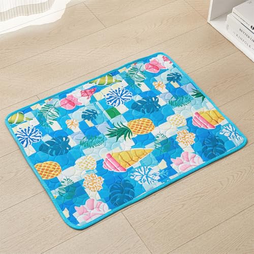 AQCQDQ Kühlmatte Für Hunde Katzen, Selbstkühlend Haustiermatte rutschfest Atmungsaktiv Haustiermatte Komfortabel, Sommer Waschbar Kühlkissen Kühldecke (Blau-#A,150x100 cm) von AQCQDQ