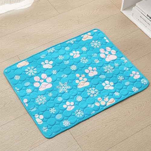AQCQDQ Kühlmatte Für Hunde Katzen, Selbstkühlend Haustiermatte rutschfest Atmungsaktiv Haustiermatte Komfortabel, Sommer Waschbar Kühlkissen Kühldecke (Blau-#B,150x100 cm) von AQCQDQ