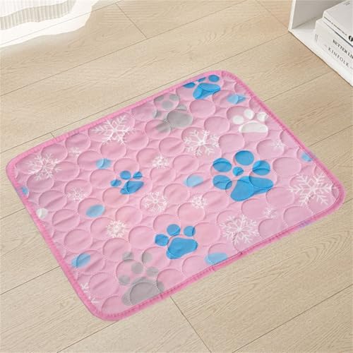 AQCQDQ Kühlmatte Für Hunde Katzen, Selbstkühlend Haustiermatte rutschfest Atmungsaktiv Haustiermatte Komfortabel, Sommer Waschbar Kühlkissen Kühldecke (Rosa,150x100 cm) von AQCQDQ