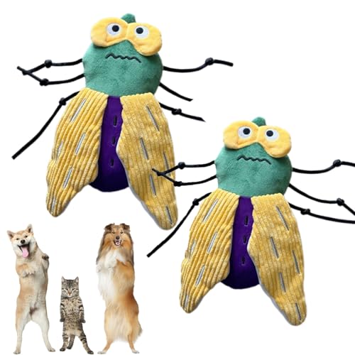 AQCQDQ Quietschende Hundespielzeuge Unzerstörbares Mit Crinkle Papier, Heuschrecken Kakerlaken Kuscheltier Hund Squeak Plüsch Seilspielzeug Lustiger Welpenspielzeug Kauspielzeug (Heuschrecken*2) von AQCQDQ